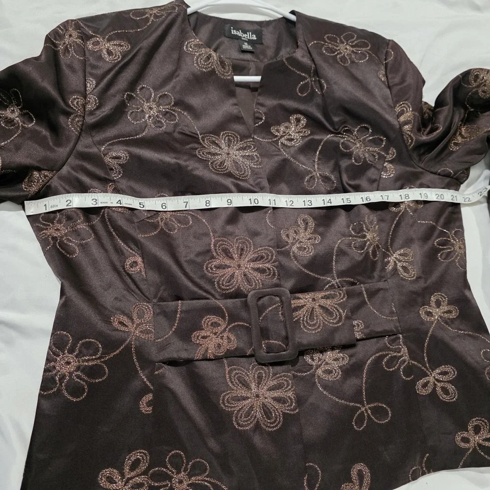 Womes Brown‎ Floral Embroidered Jacket Size 16 Glitter Glam Feminine Indie
